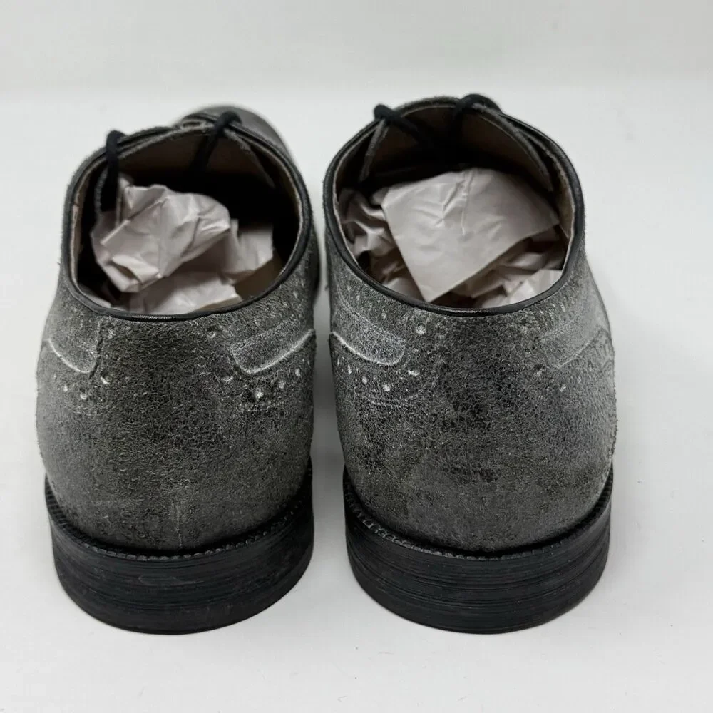 John Varvatos Sid Oxford Dress Shoes Mens 12 M Gray Leather Wingtip Brogue